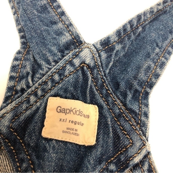 Gap Kids Distressed Denim Bib Overalls EUC Kid's XXL Regular - Picture 3 of 8